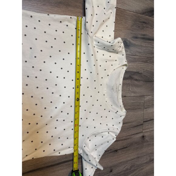 L.L. Bean Womens White Polka Dot T-Shirt L PET Soft Cotton Casual Top Round Neck - Picture 3 of 6